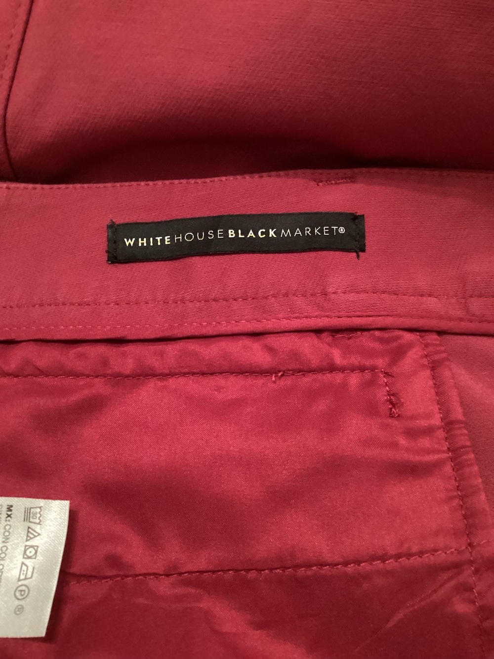 White House Black Market WHBM Slim Cuffed Crop Pants Womens 16 Burgundy Career - Picture 10 of 11